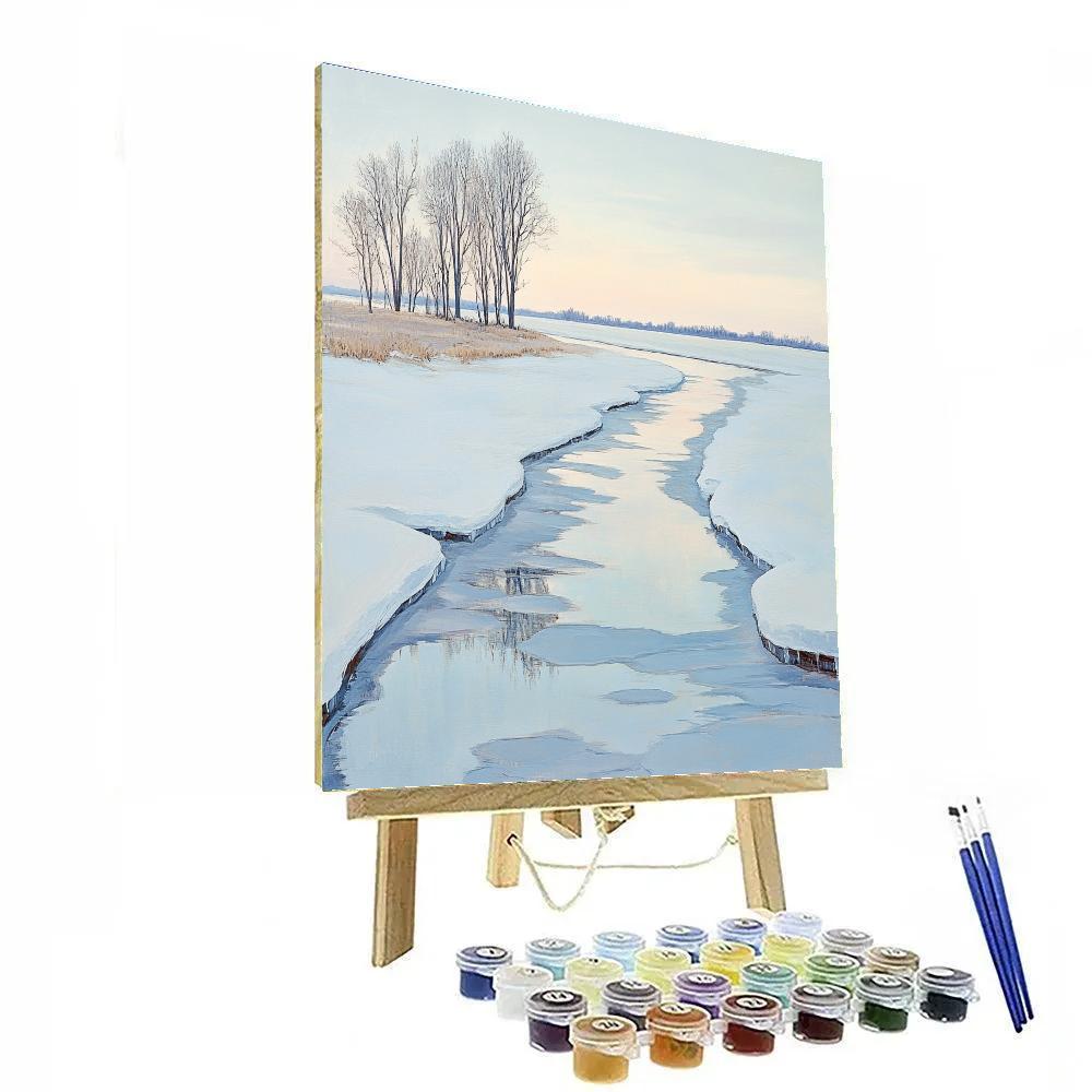 Claude Monet Inspired Winter Light Across Frozen Canal Number painting