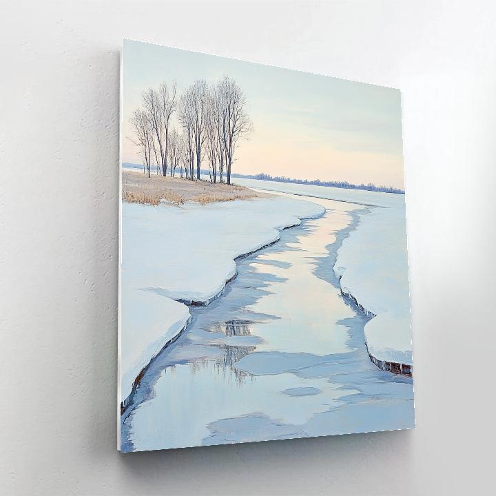 Claude Monet Inspired Winter Light Across Frozen Canal Number painting
