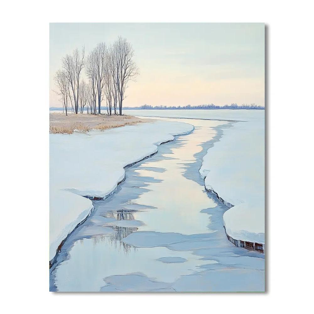 Claude Monet Inspired Winter Light Across Frozen Canal Number painting