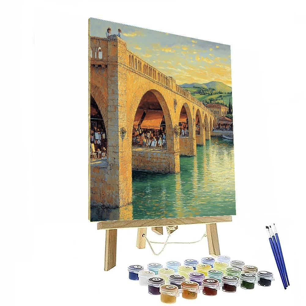 Ponte Vecchio River Light Florence Italy painting number kit