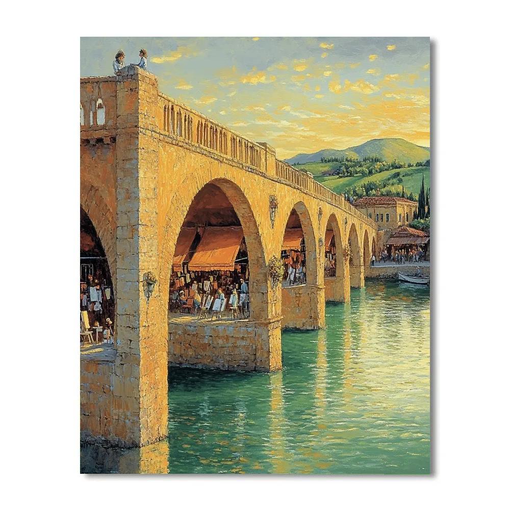 Ponte Vecchio River Light Florence Italy painting number kit