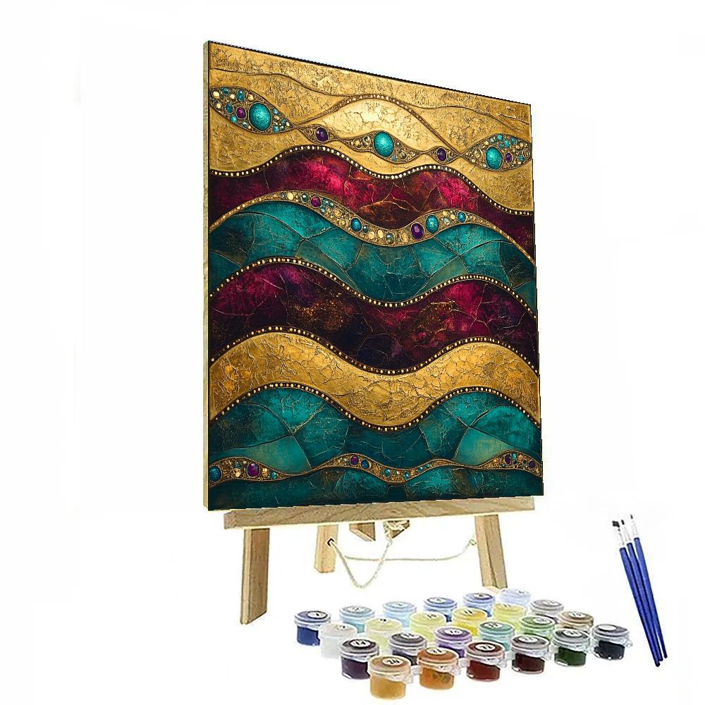 Gustav Klimt Inspired Ocean Of Ember Gleam paint by numbers