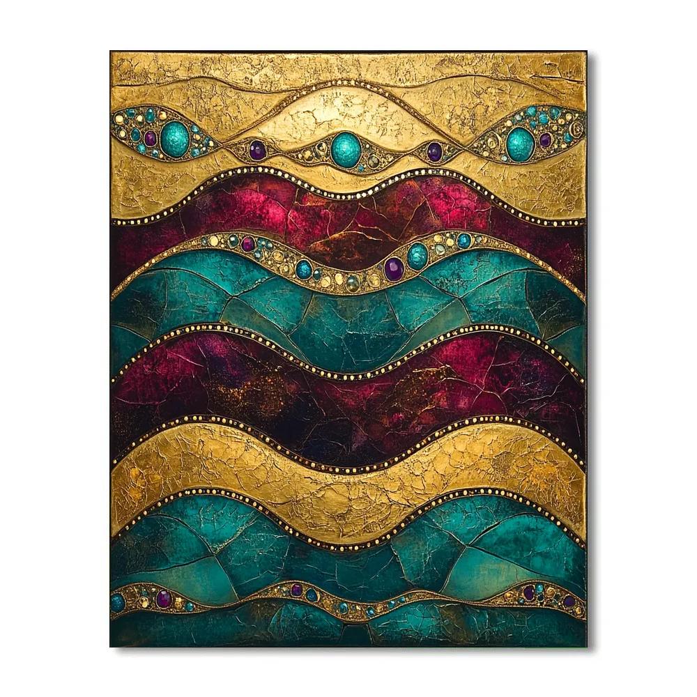 Gustav Klimt Inspired Ocean Of Ember Gleam paint by numbers
