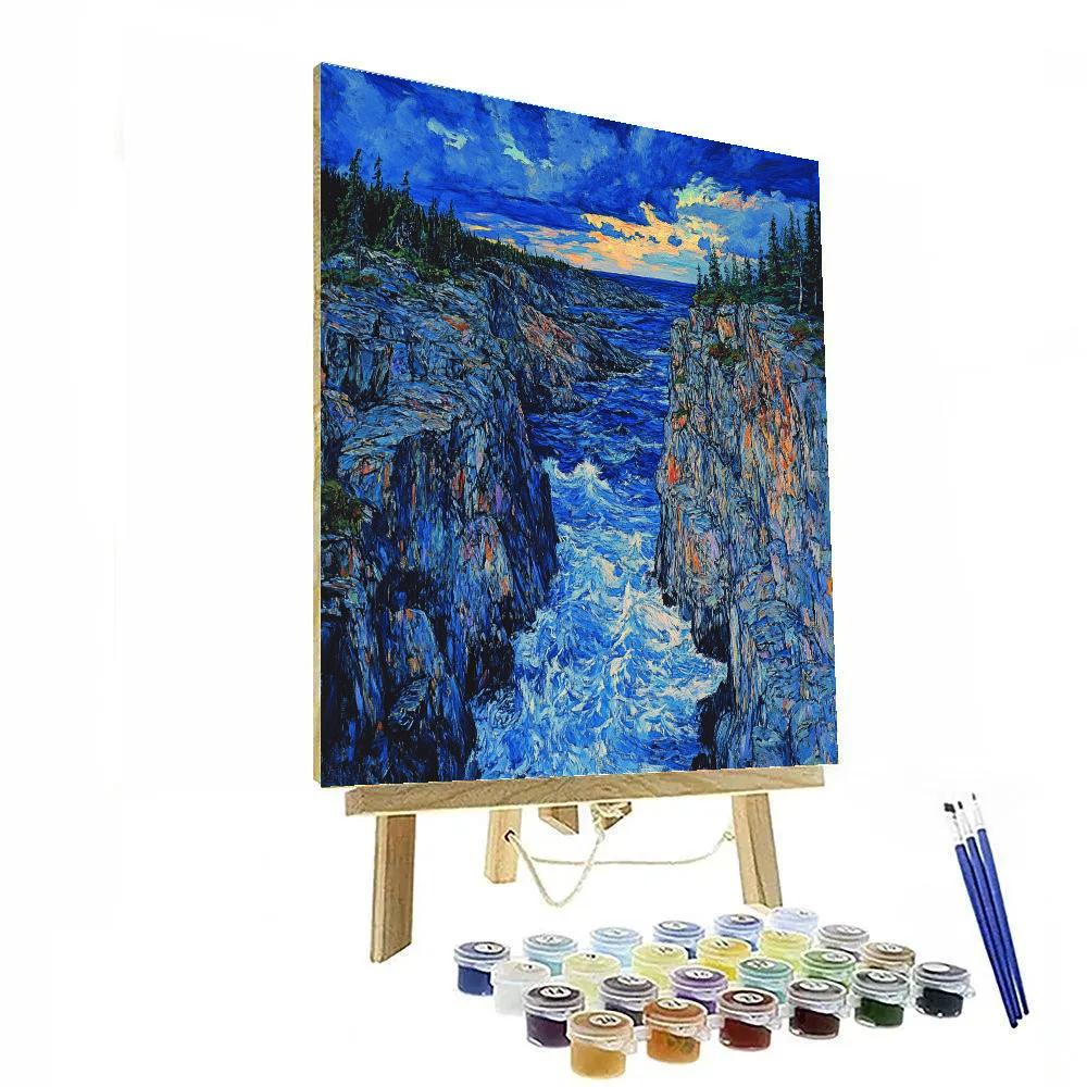 Arthur Lismer Inspired Storm Carved Granite Shoreline paint by number