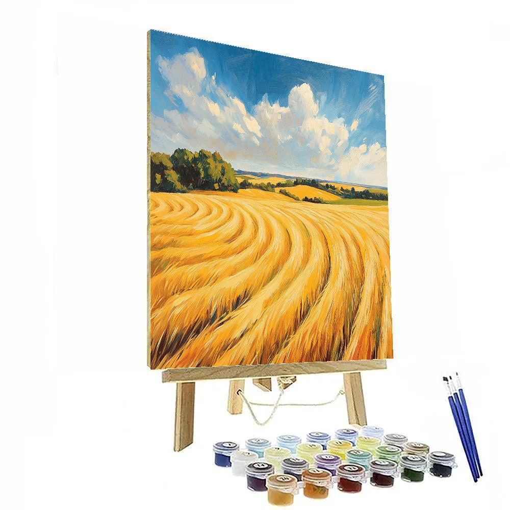 Claude Monet Inspired Summer Breeze Over Wheat Field Number painting