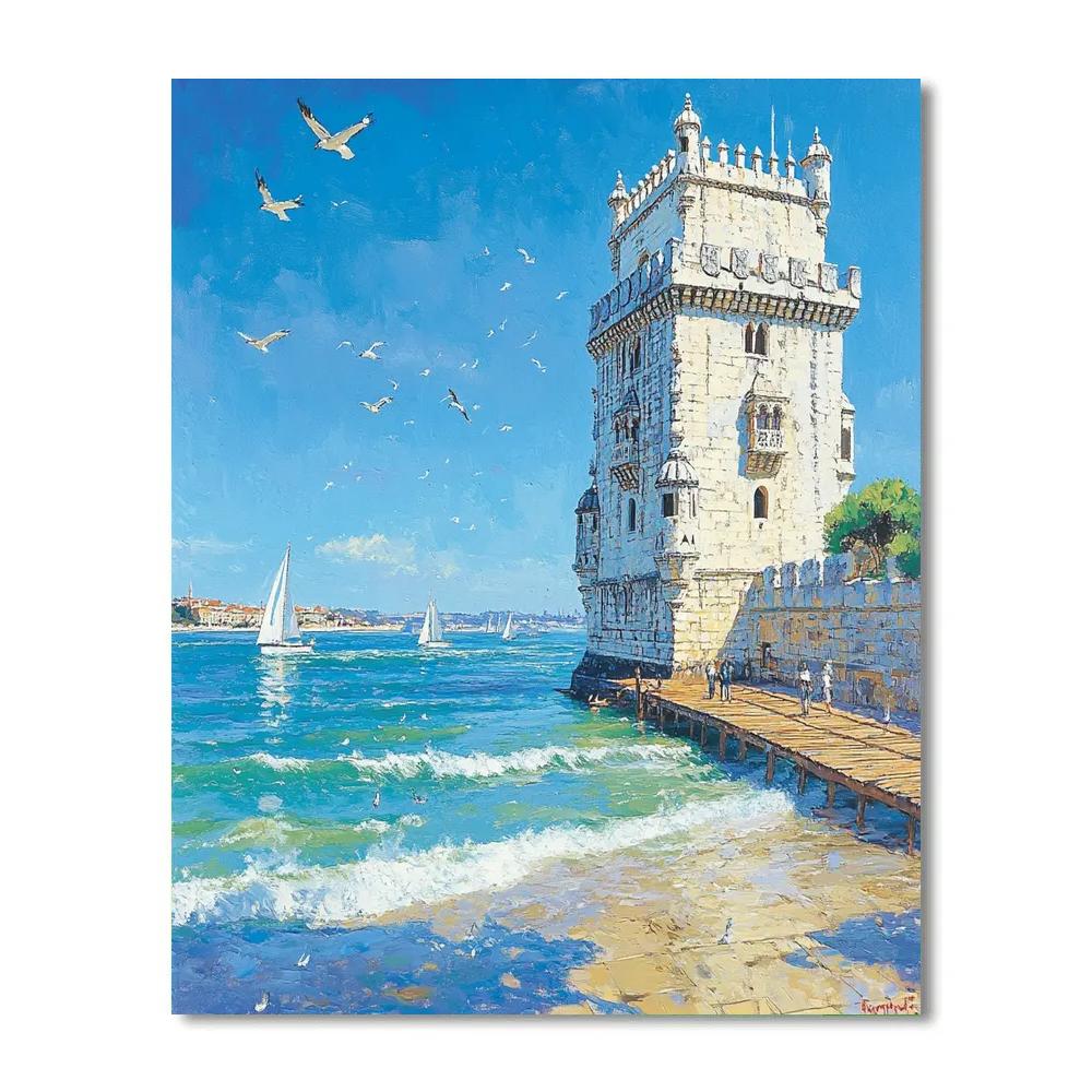Belem Tower Riverside Lisbon Portugal Paint by numbers art