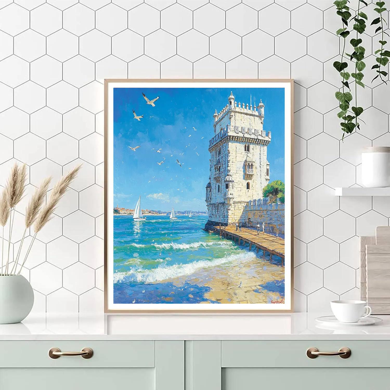 Belem Tower Riverside Lisbon Portugal Paint by numbers art