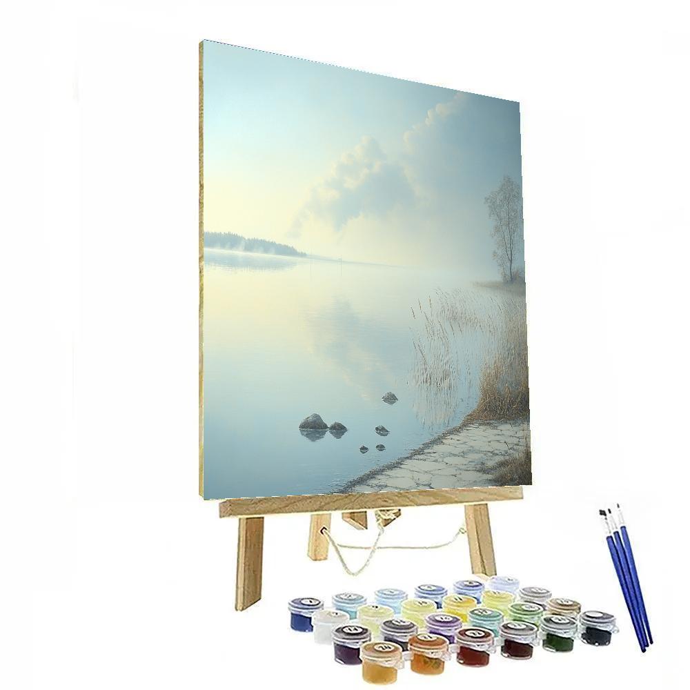 Leonardo Da Vinci Inspired Mist Over Quiet Lake Number painting