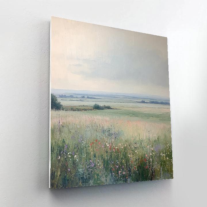 Claude Monet Inspired Soft Rain Over Village Fields paint by color