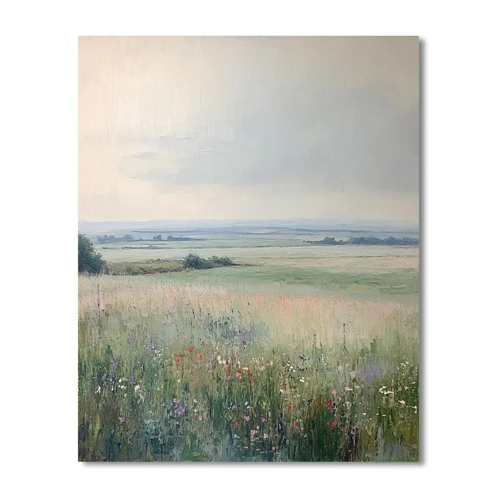Claude Monet Inspired Soft Rain Over Village Fields paint by color