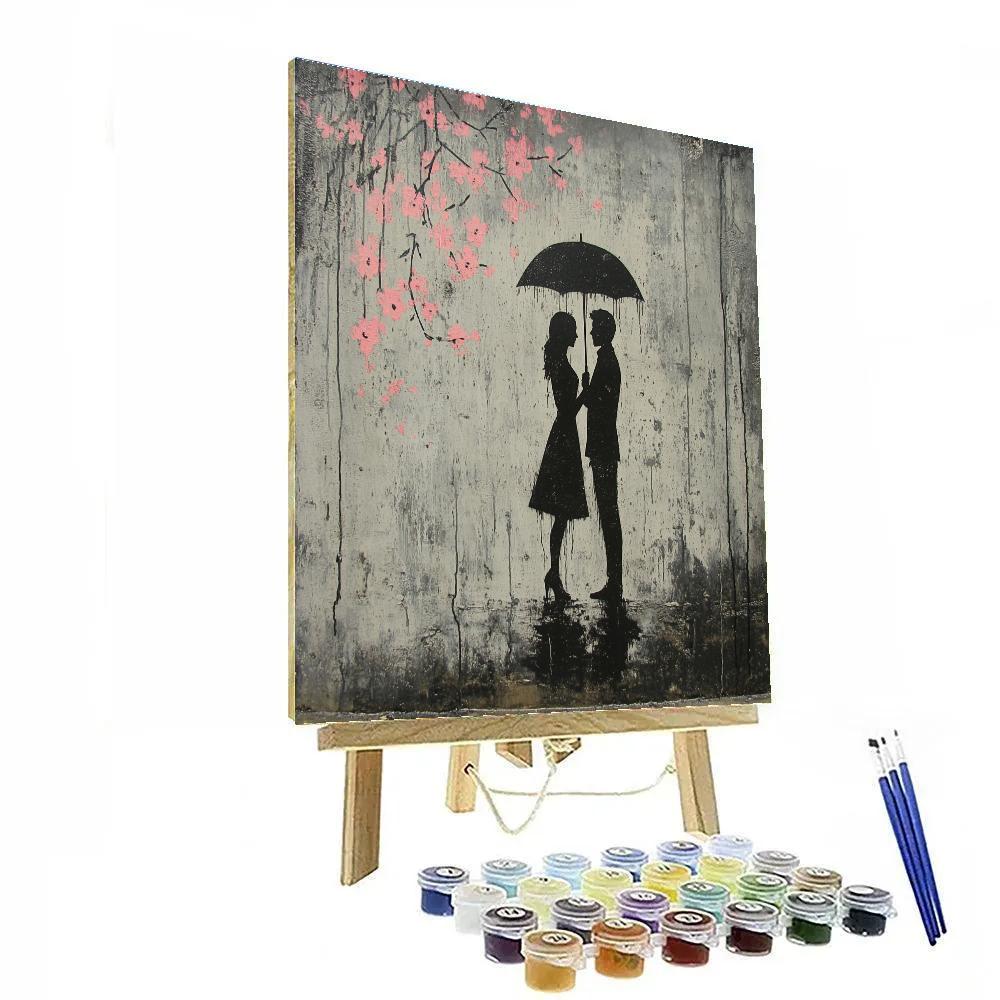 Banksy Inspired City Rain Walk Paint by numbers art