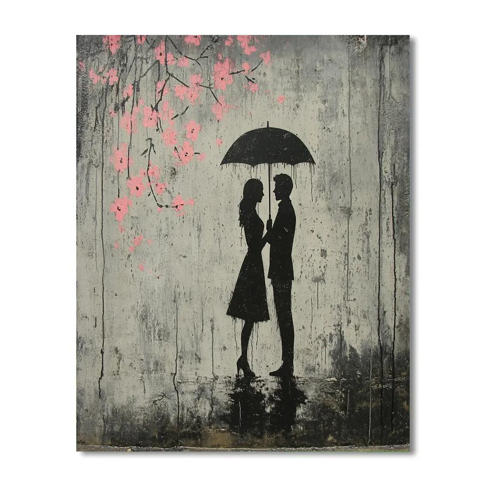 Banksy Inspired City Rain Walk Paint by numbers art