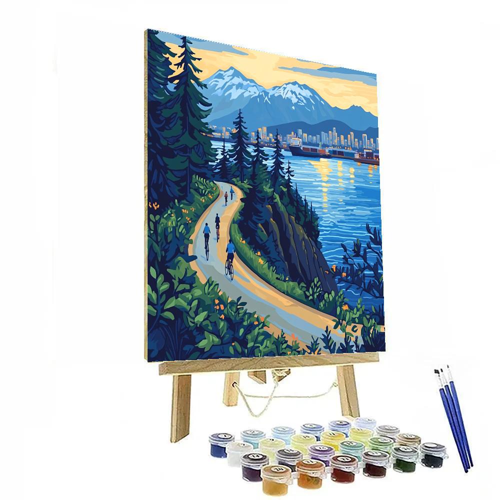 Vancouver Seawall At Stanley Park Vancouver Canada paint by color