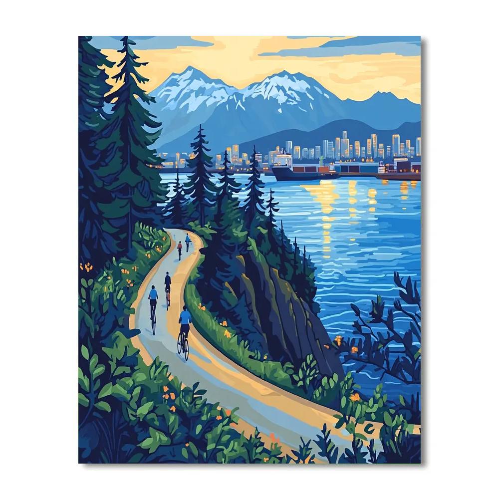Vancouver Seawall At Stanley Park Vancouver Canada paint by color