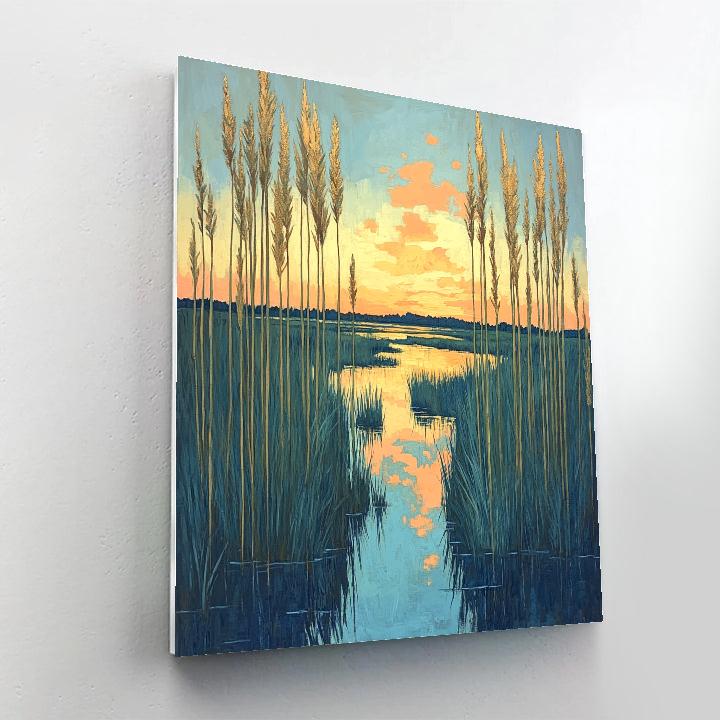 Claude Monet Inspired Sunrise Over Marsh Reeds paint by numbers