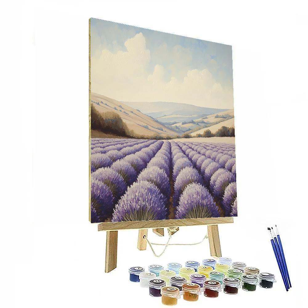 Claude Monet Inspired Lavender Field At Distant Hills paint by color