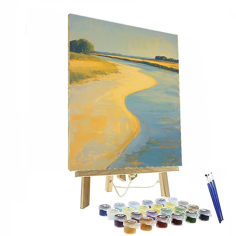 Claude Monet Inspired Golden Light On River Sandbank paint by numbers