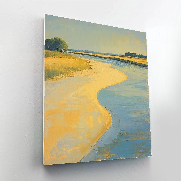 Claude Monet Inspired Golden Light On River Sandbank paint by numbers