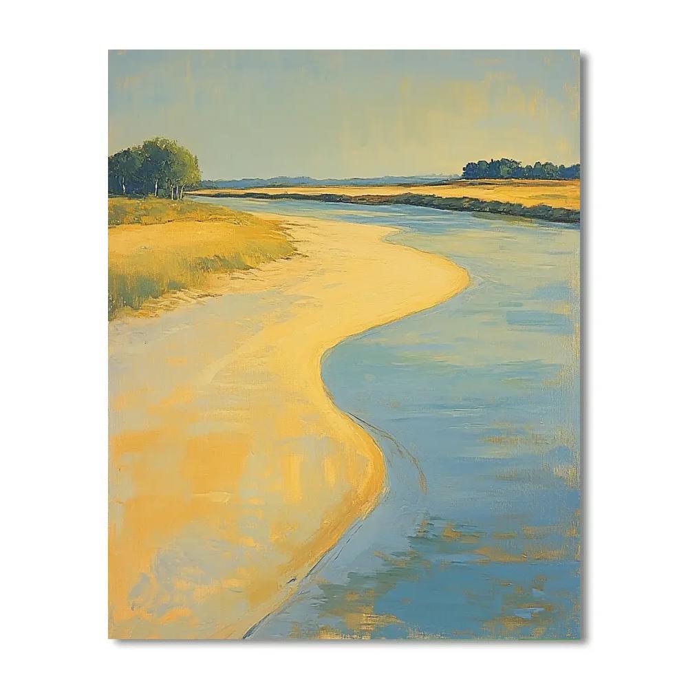 Claude Monet Inspired Golden Light On River Sandbank paint by numbers