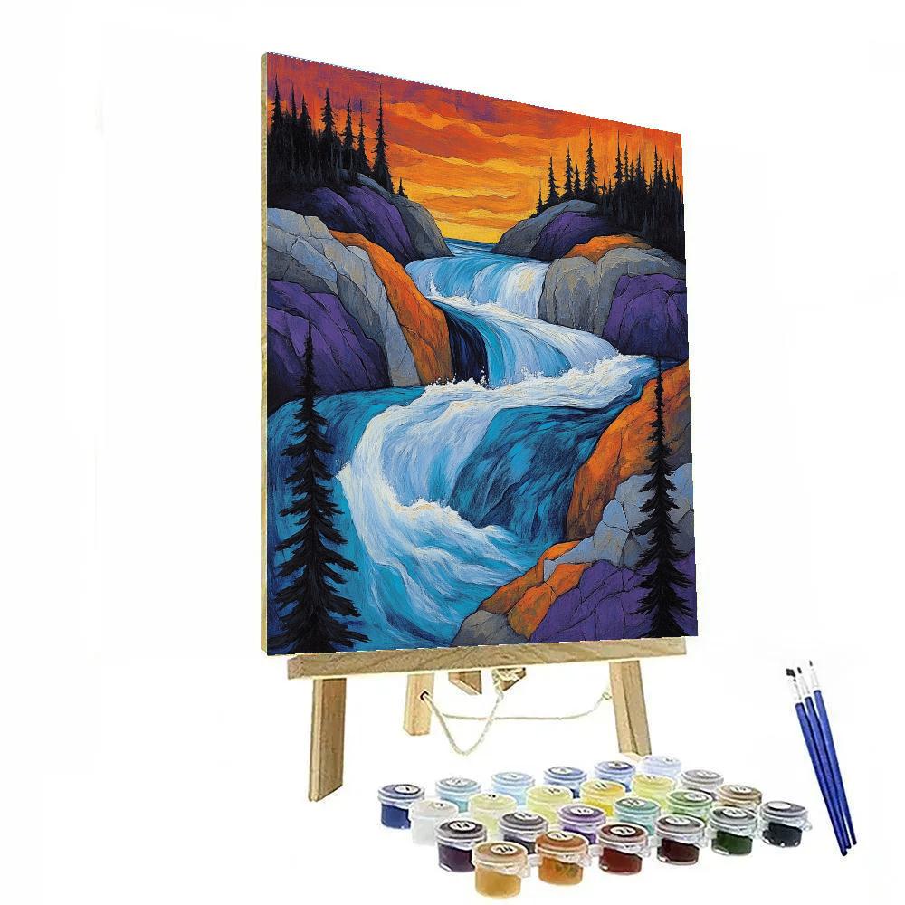 A.Y. Jackson Inspired Northern Rapids Through Granite Shield paint by color