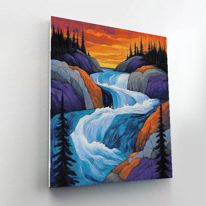 A.Y. Jackson Inspired Northern Rapids Through Granite Shield paint by color