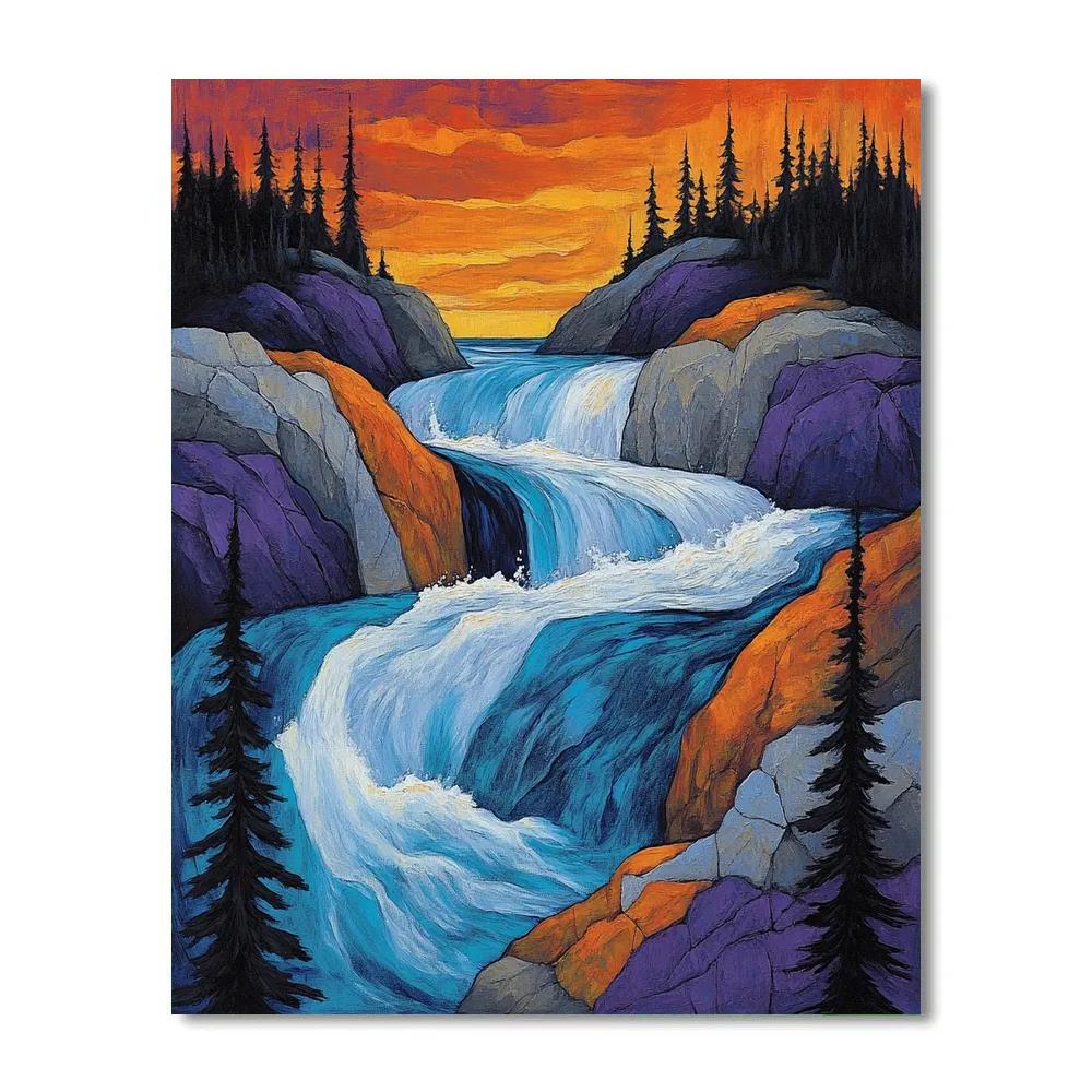 A.Y. Jackson Inspired Northern Rapids Through Granite Shield paint by color