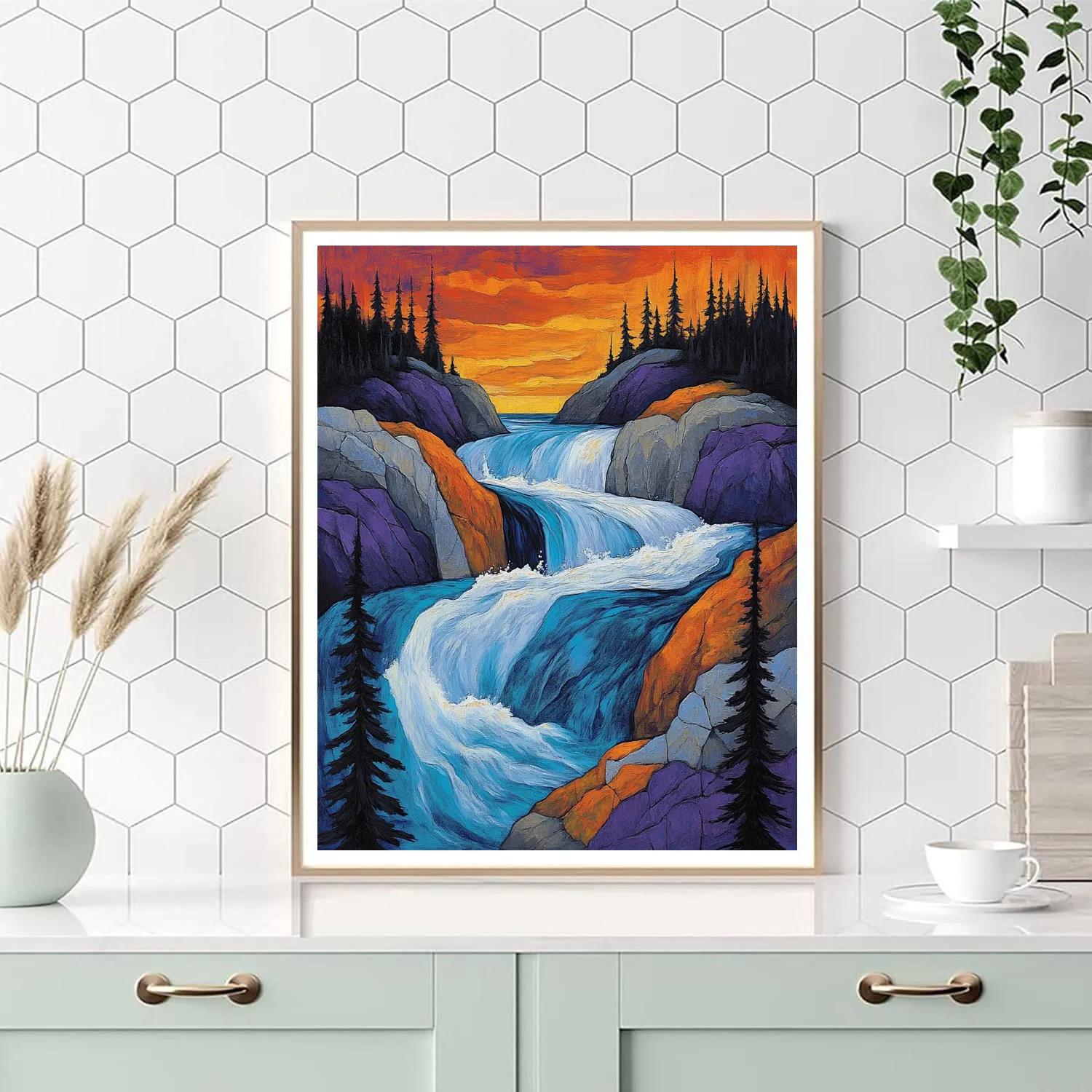 A.Y. Jackson Inspired Northern Rapids Through Granite Shield paint by color