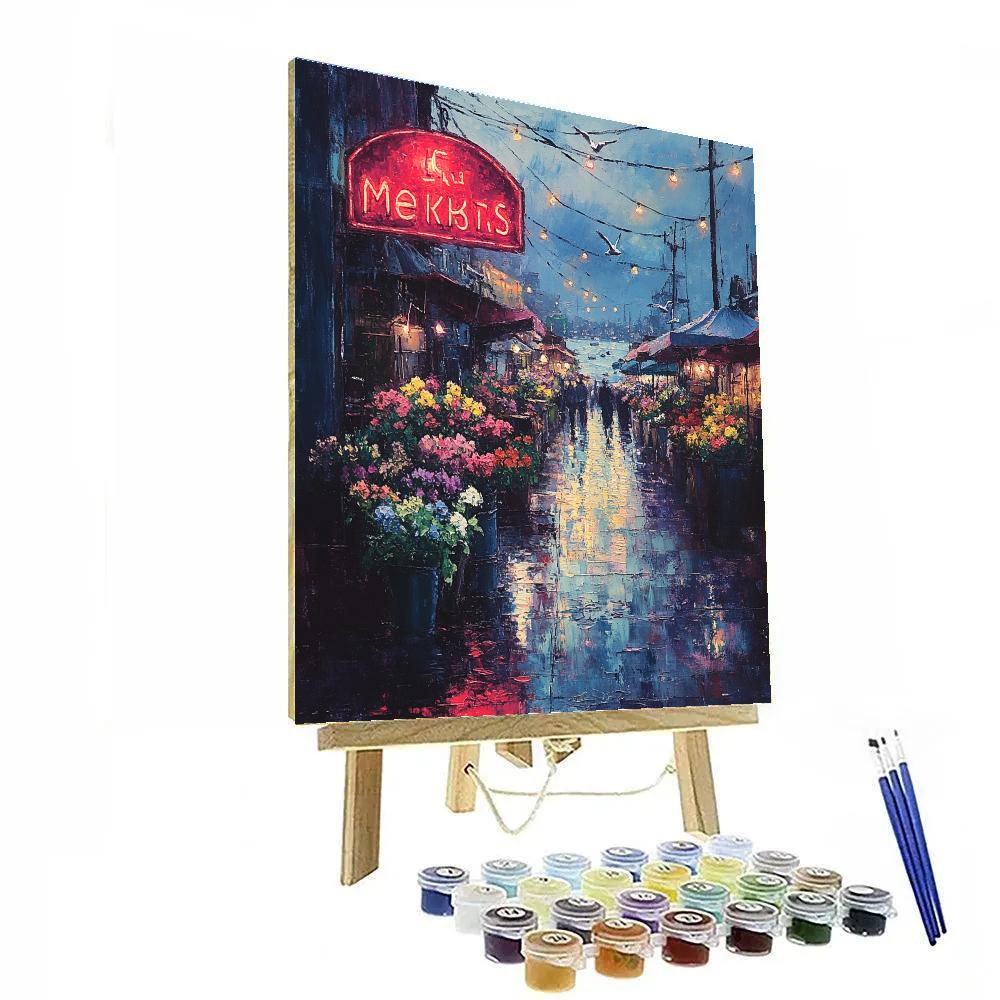 Pike Place Market Neon Seattle United States DIY paint by numbers