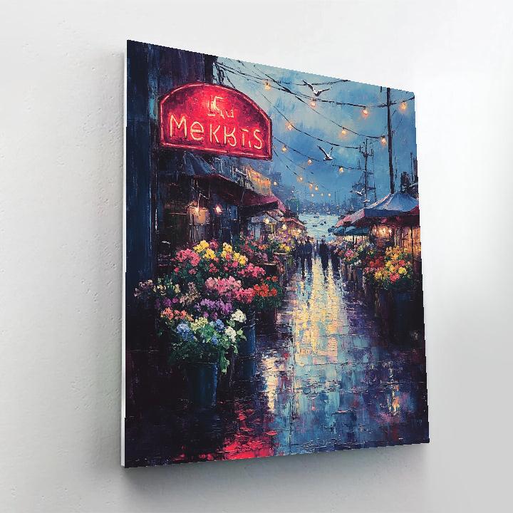 Pike Place Market Neon Seattle United States DIY paint by numbers