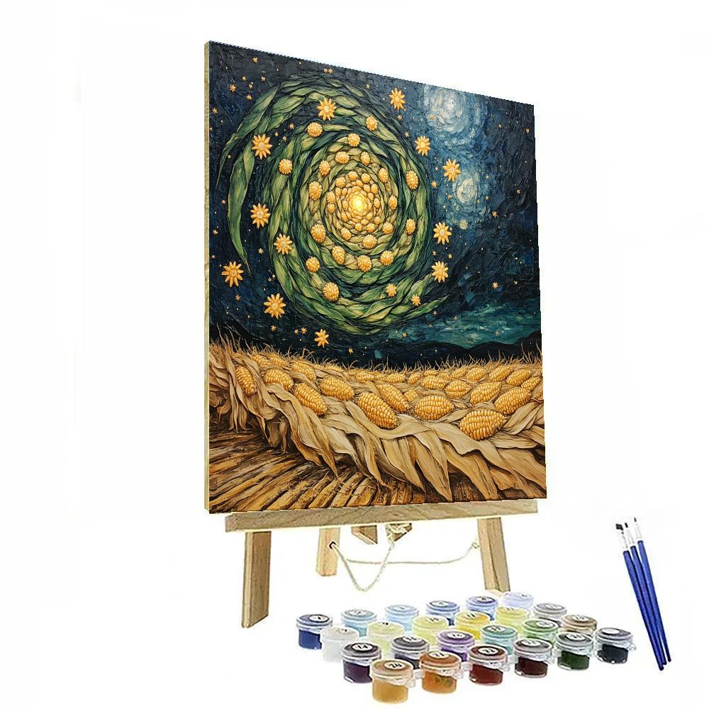 Frida Kahlo Inspired Luminous Milky Maize Spiral Paint by numbers art