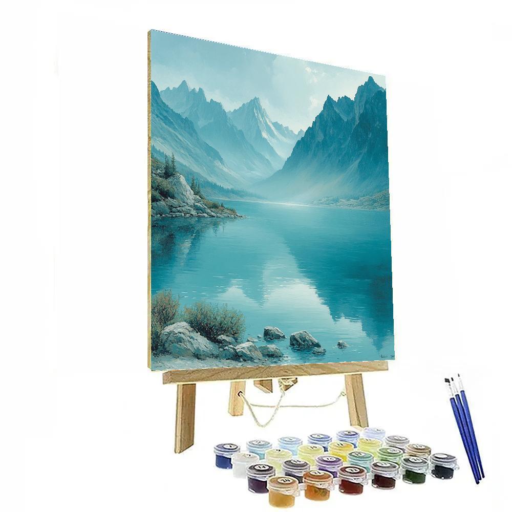 Claude Monet Inspired Mist Over Distant Mountain Lake painting number kit