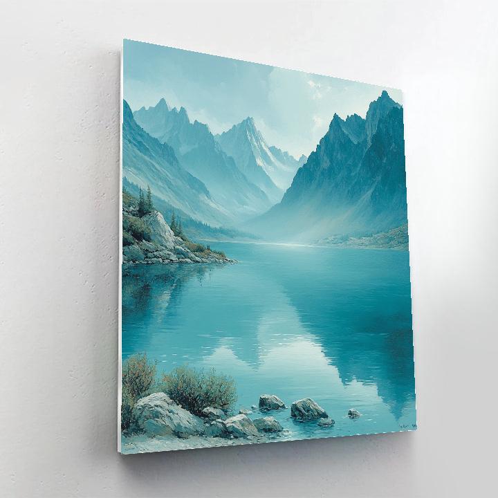 Claude Monet Inspired Mist Over Distant Mountain Lake painting number kit