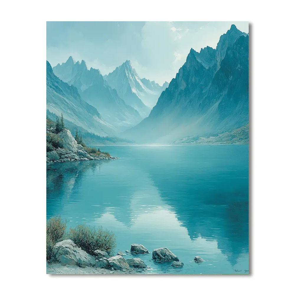 Claude Monet Inspired Mist Over Distant Mountain Lake painting number kit