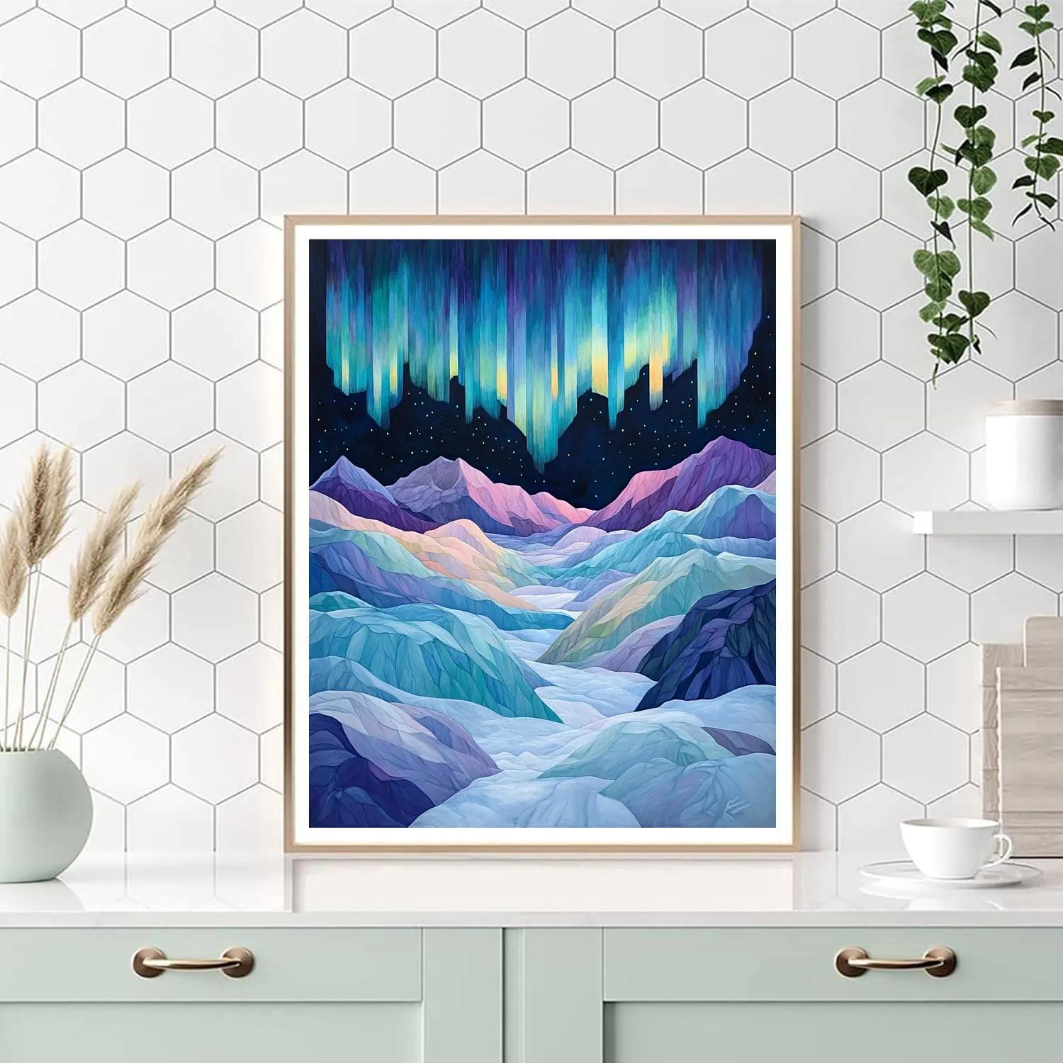 A.Y. Jackson Inspired Winter Aurora Over Arctic Ridges Numbered painting kits