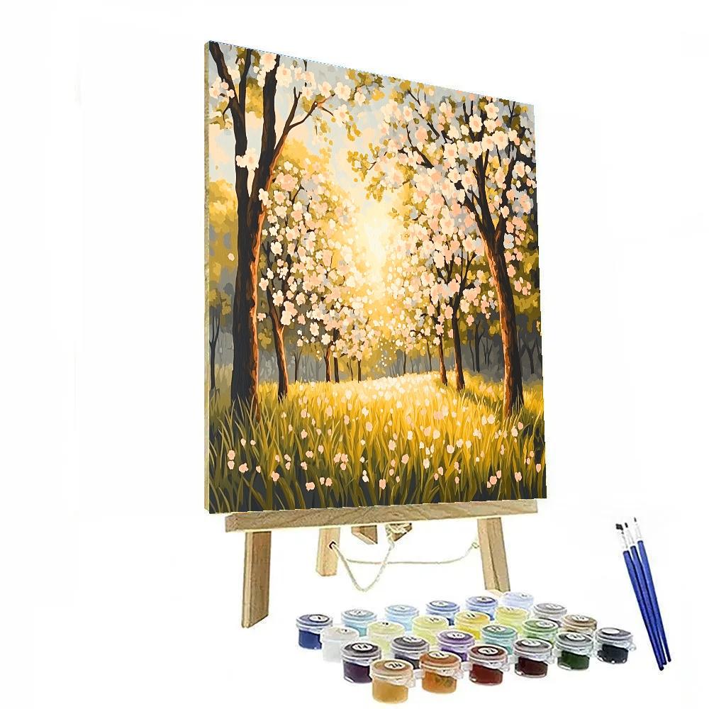 Claude Monet Inspired Orchard Blossoms In Backlight Paint by numbers art