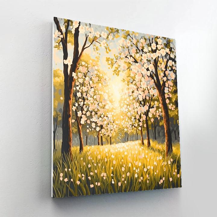 Claude Monet Inspired Orchard Blossoms In Backlight Paint by numbers art