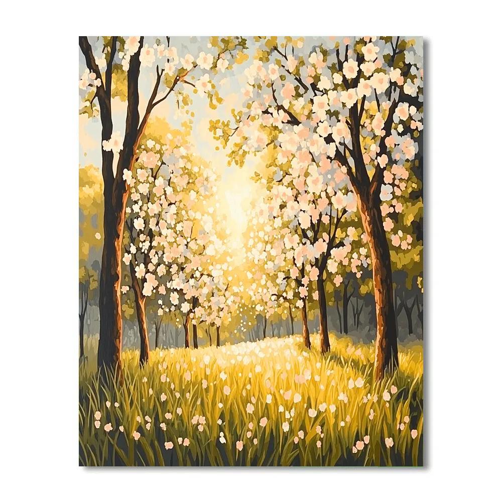 Claude Monet Inspired Orchard Blossoms In Backlight Paint by numbers art