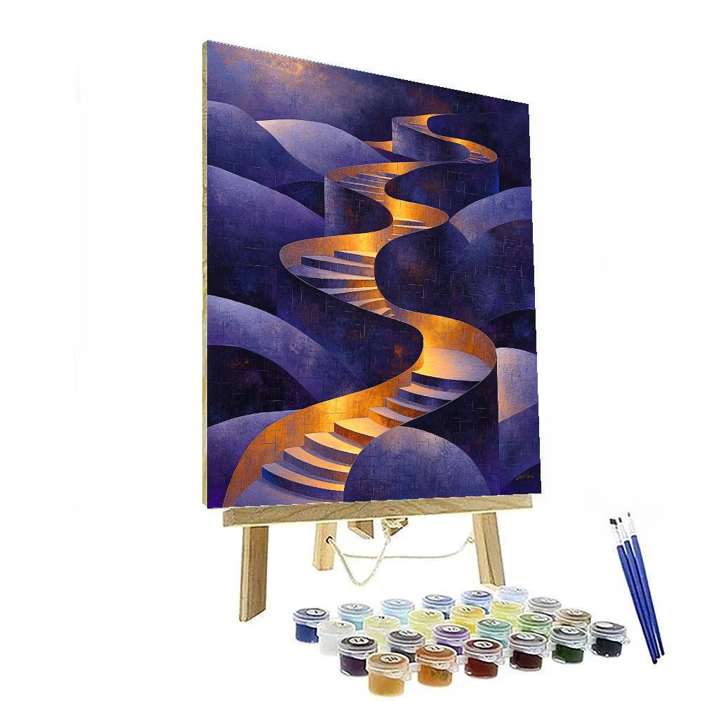 Gustav Klimt Inspired Silent Aurora Stair Numbered painting kits