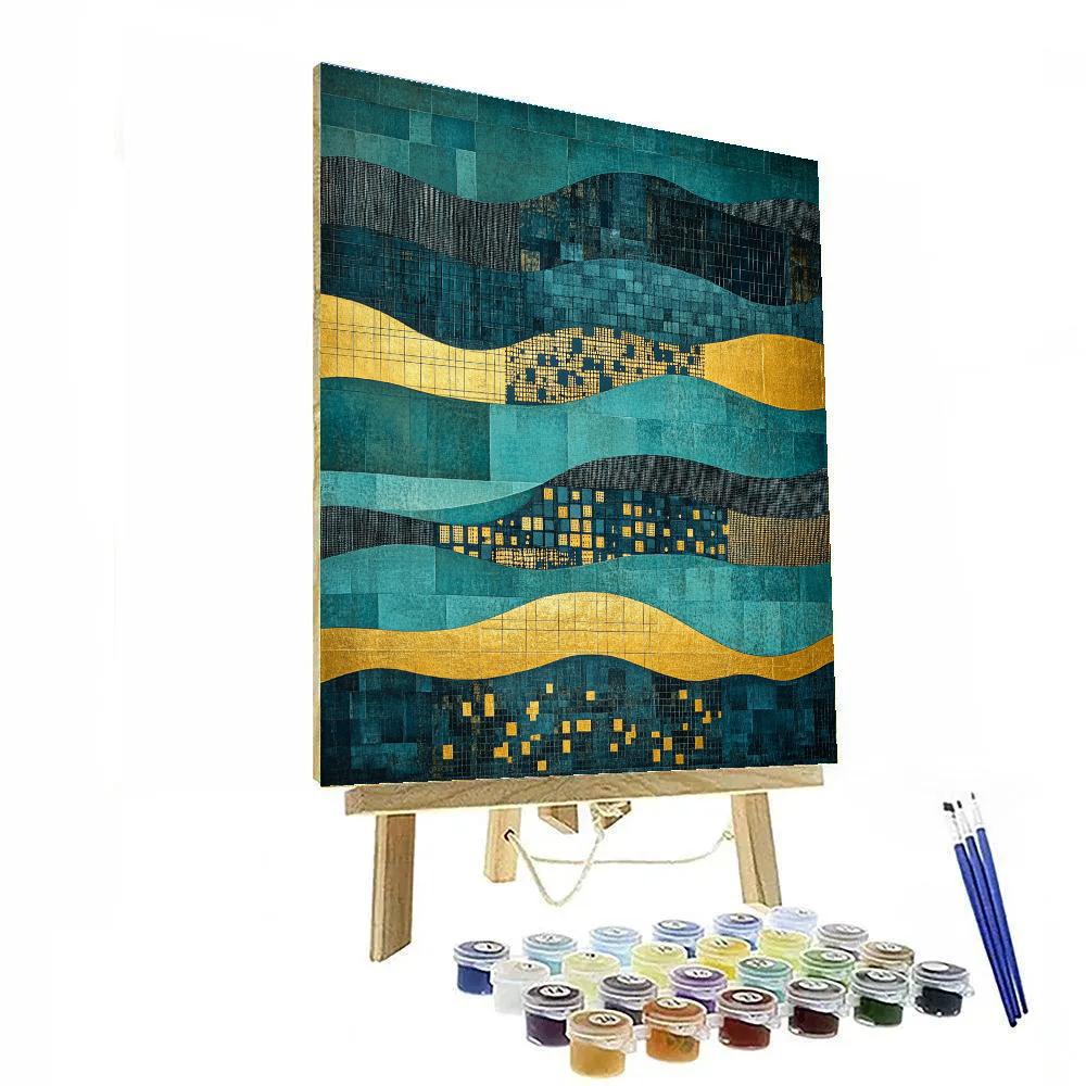 Gustav Klimt Inspired Gilded Tidal Cipher Number painting