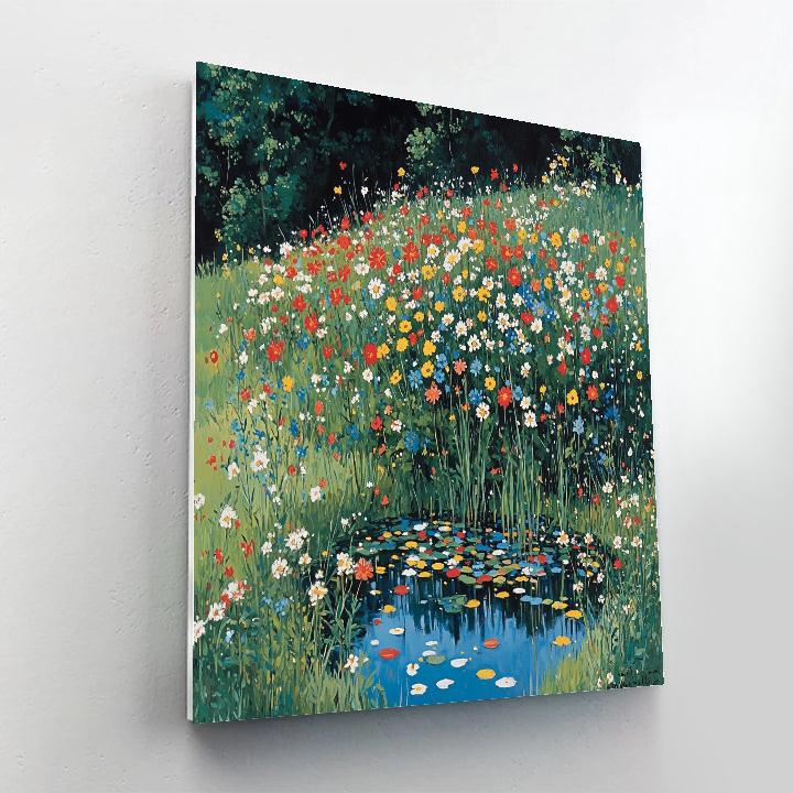Claude Monet Inspired Wildflower Bank Beside Pond Paint by numbers art