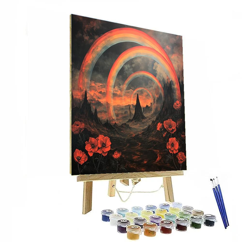 Frida Kahlo Inspired Rainbows In The Throat Of Volcanoes paint by number