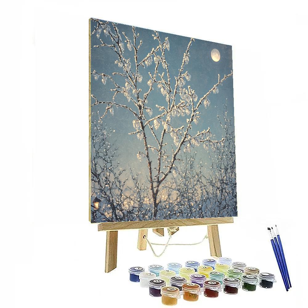 Leonardo Da Vinci Inspired Moonlit Orchard Frost paint by number