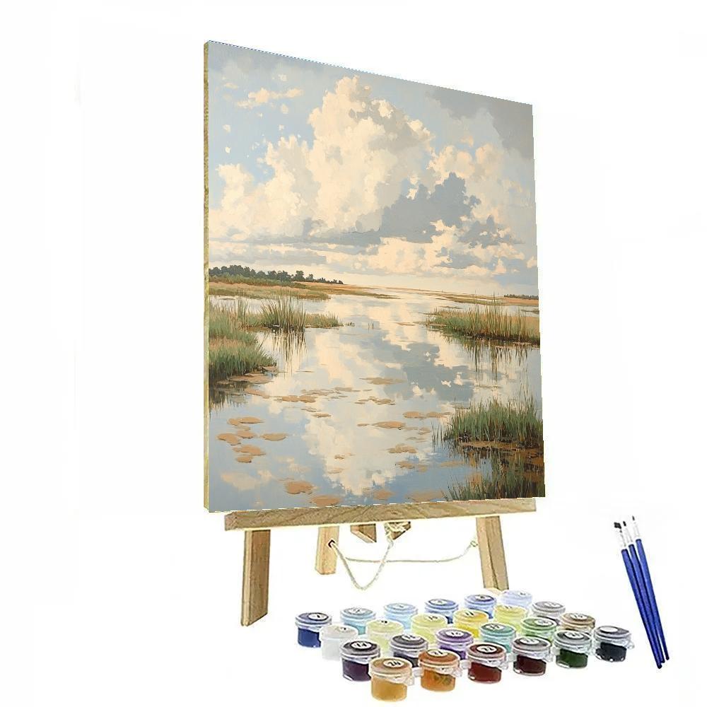 Claude Monet Inspired Reflected Clouds In Shallow Marsh Number painting