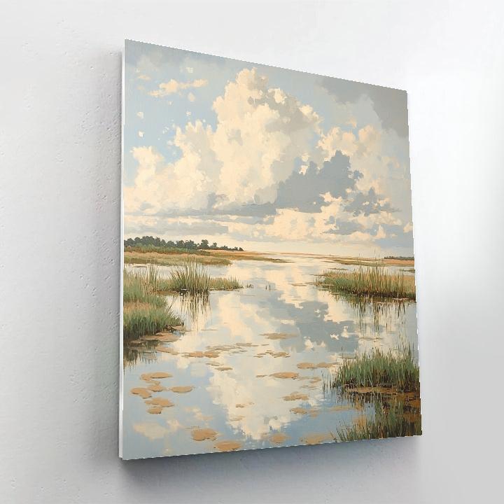 Claude Monet Inspired Reflected Clouds In Shallow Marsh Number painting