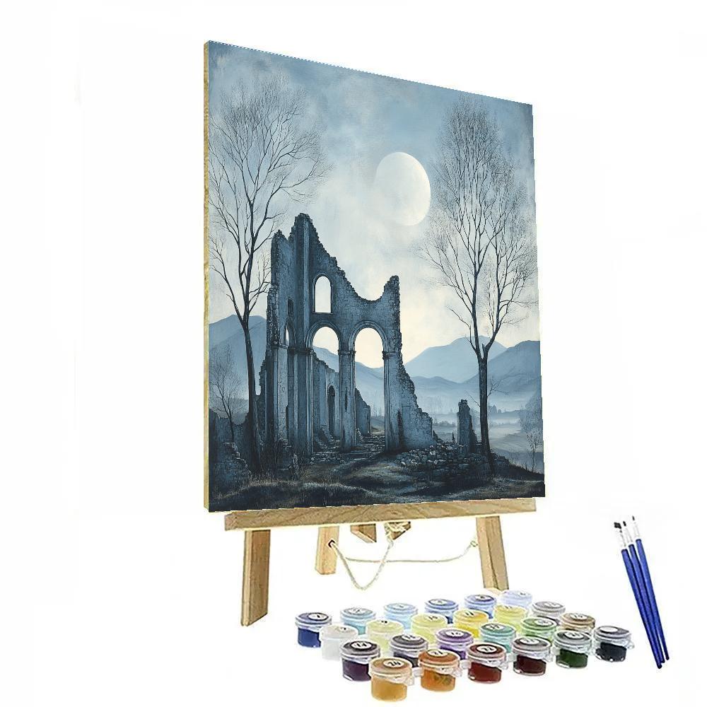 Caspar David Friedrich Inspired Moonlit Ruins painting number kit