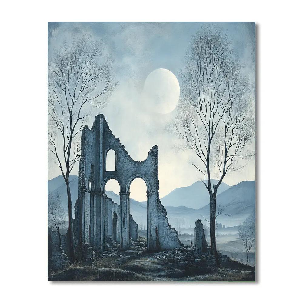 Caspar David Friedrich Inspired Moonlit Ruins painting number kit