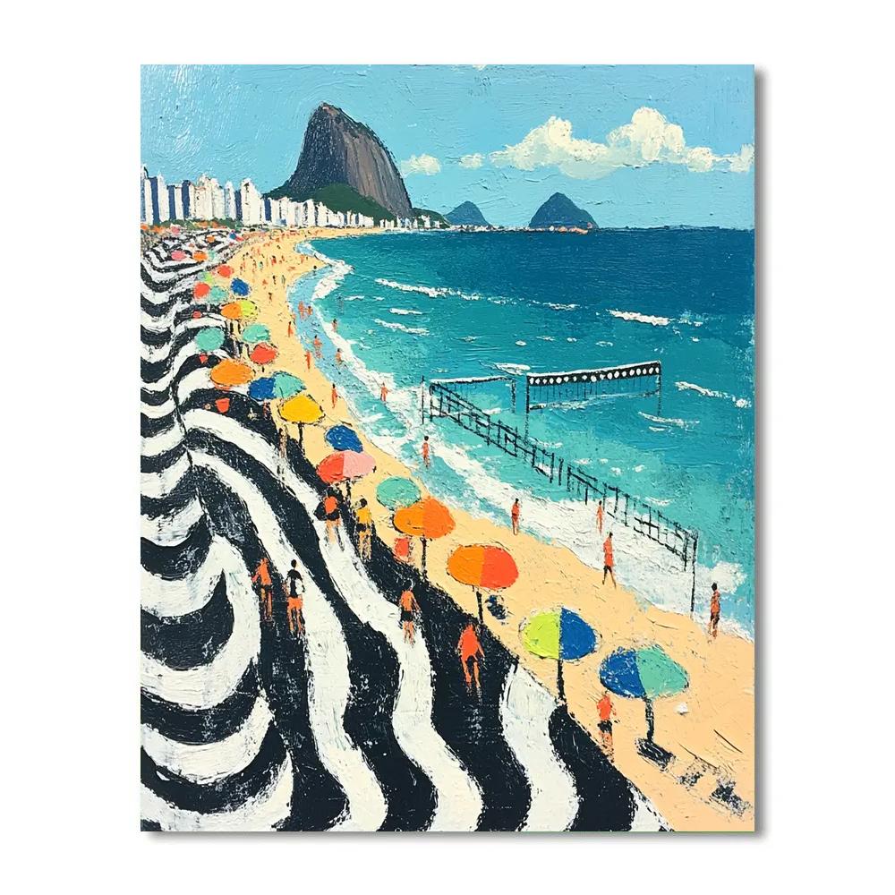 Copacabana Promenade Curve Rio De Janeiro Brazil Numbered painting kits