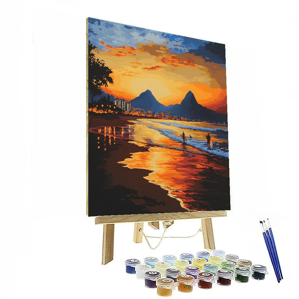 Ipanema Sunset Two Brothers View Rio De Janeiro Brazil Paint by numbers art