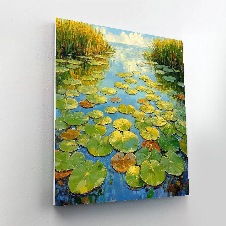 Claude Monet Inspired Summer Pond With Floating Leaves paint by number
