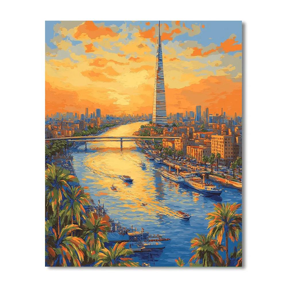 Cairo Tower Nile Panorama Cairo Egypt Paint by numbers kits